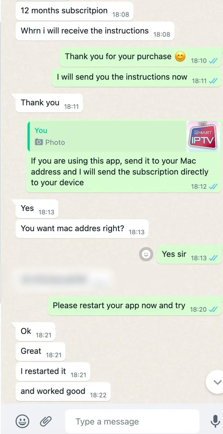 Marinios IPTV customer support conversation 3