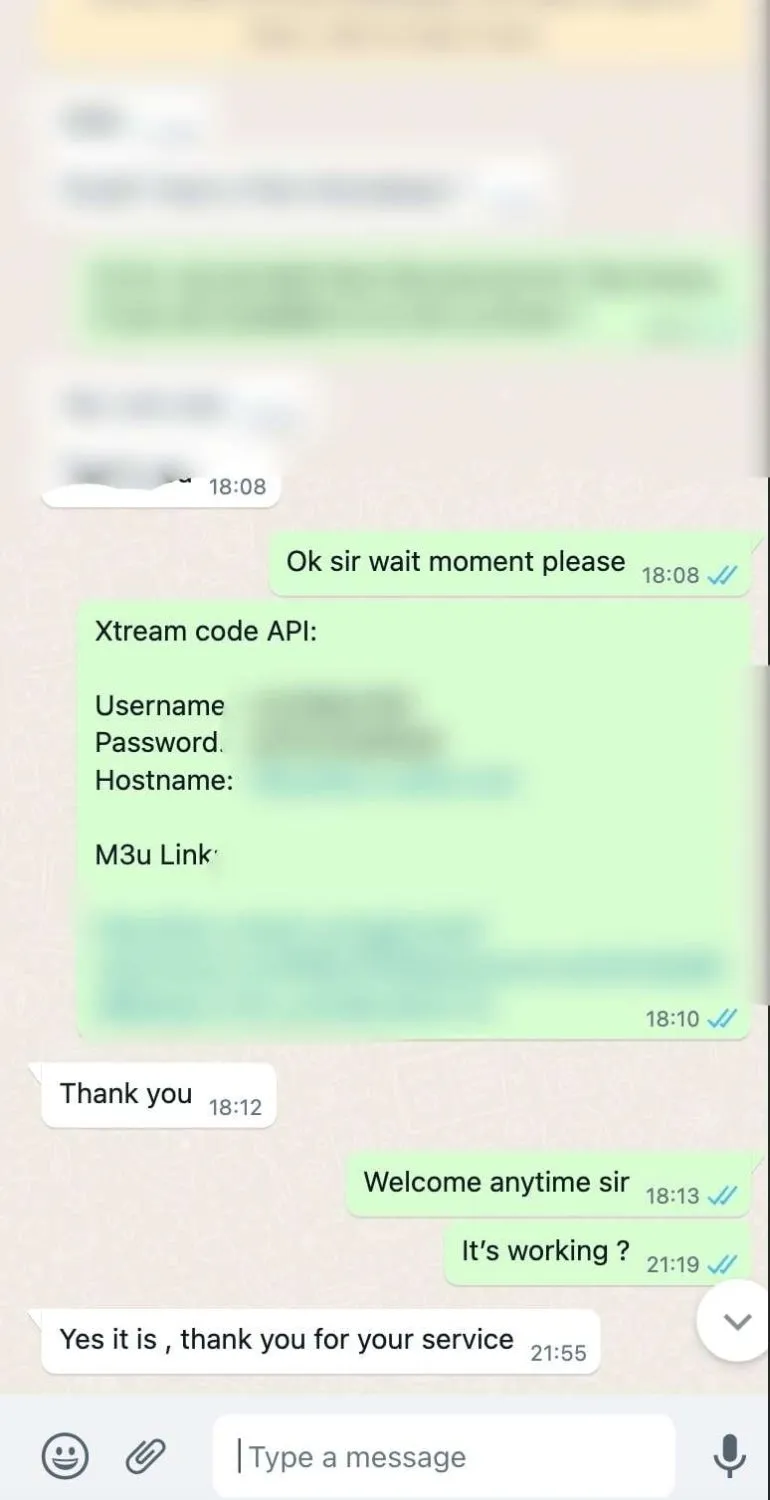 Marinios IPTV customer support conversation 5